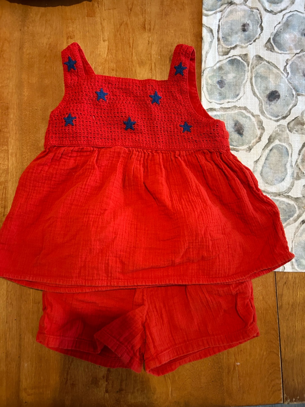 Cat & Jack Red tank & short set with Navy Star Detail